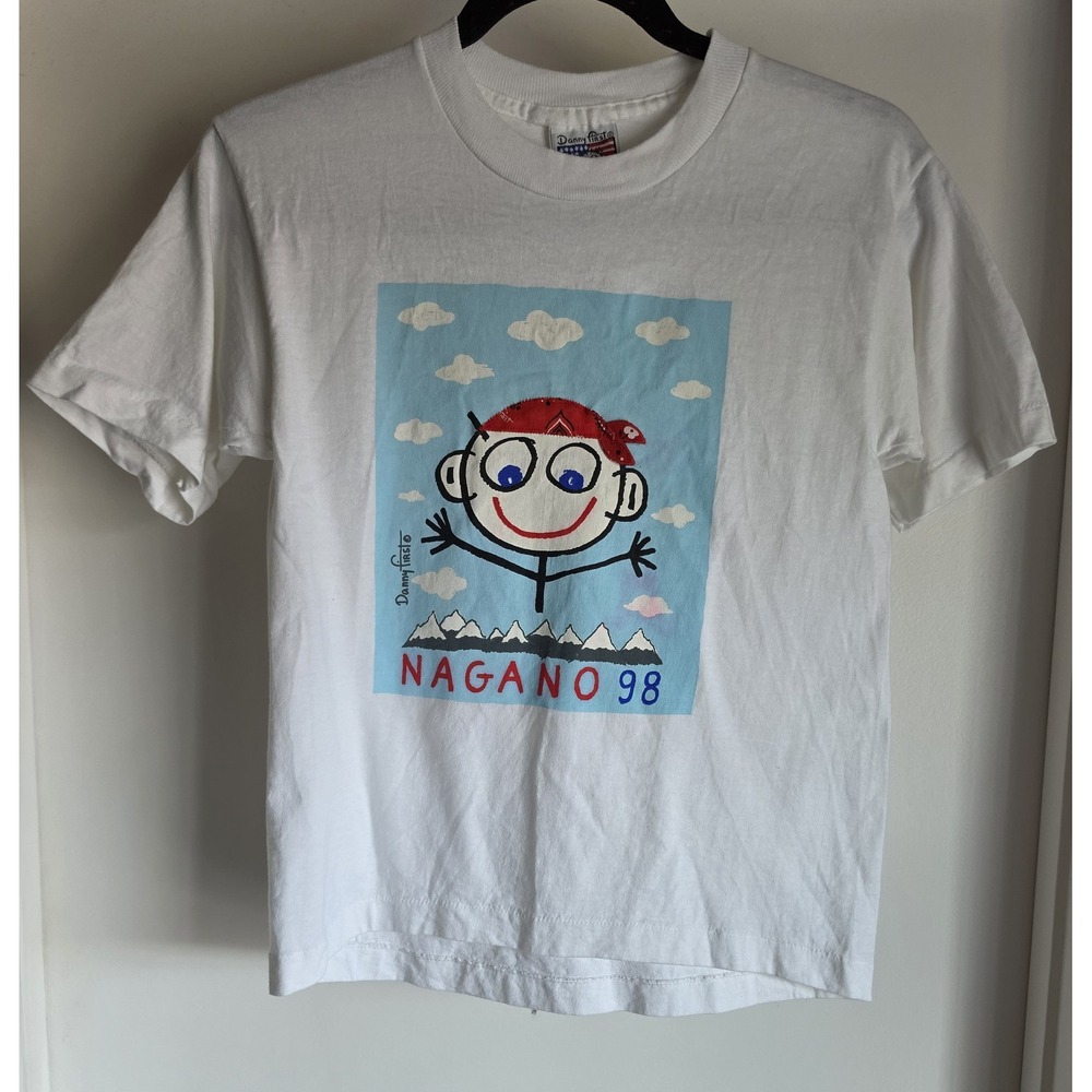 Danny First T-Shirt Size M White Graphic Cotton Vintage USA Tee Crew Neck
